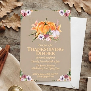 Herfstpompoenen en blad Thanksgiving uitnodiging