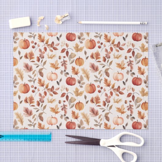 Herfstpompoenen en bladeren Herfst Patroon Decoupa Tissuepapier (Craft)