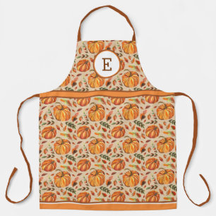Herfstpompoenen en bladeren Monogram Schort