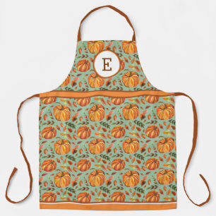 Herfstpompoenen en bladeren Monogram Schort