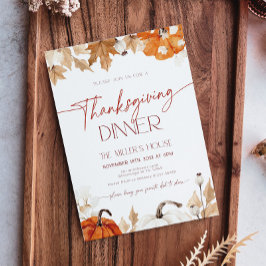 Herfstpompoenen en bladeren Thanksgiving-diner Kaart