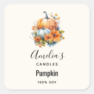 Herfstpompoenen en bloemen - Kaarsenhandel Vierkante Sticker