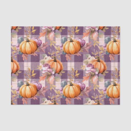 Herfstpompoenen en Bloemen Val Patroon Decoupage Tissuepapier (Voorkant)