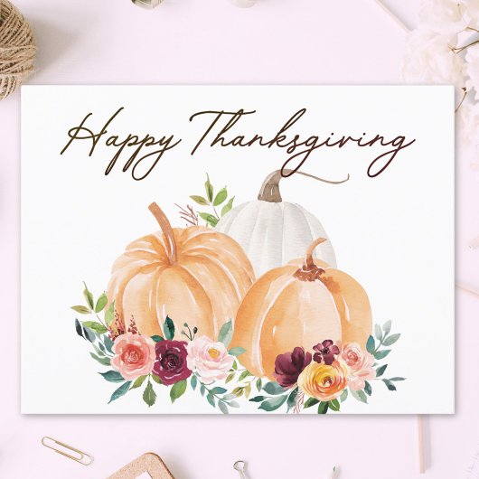 Herfstpompoenen en Boho-bloemen Briefkaart