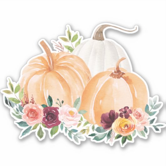 Herfstpompoenen en Boho-bloemen Sticker (Voorkant)