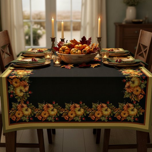 Herfstpompoenen en eikenbladeren tafelkleed