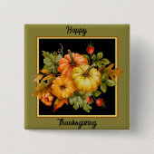 Herfstpompoenen en eikenbladeren vierkante button 5,1 cm (Voorkant)
