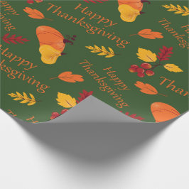 Herfstpompoenen en herfstbladeren Happy Thanksgivi Cadeaupapier
