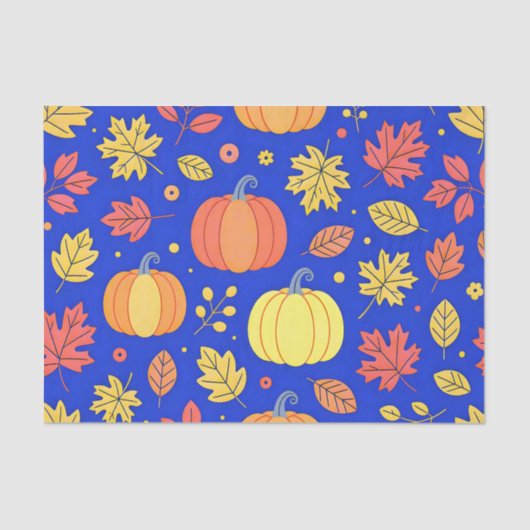 Herfstpompoenen en kleurrijk bladpatroon tissuepapier (Voorkant)