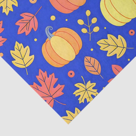 Herfstpompoenen en kleurrijk bladpatroon tissuepapier (Detail)