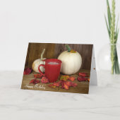 Herfstpompoenen en warme chocolademelk kaart (Voorkant)