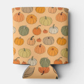 Herfstpompoenen, handgetekend naadloos . blikjeskoeler (Achterkant)