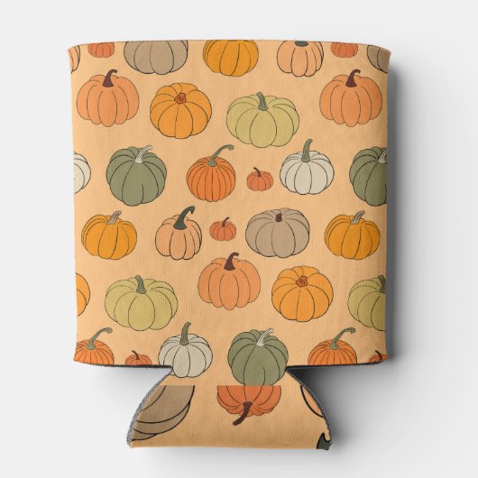 Herfstpompoenen, handgetekend naadloos . blikjeskoeler (Achterkant)