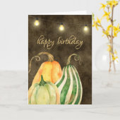 Herfstpompoenen, kalebassen en lichten Herfst Verj Kaart (Gele Bloem)