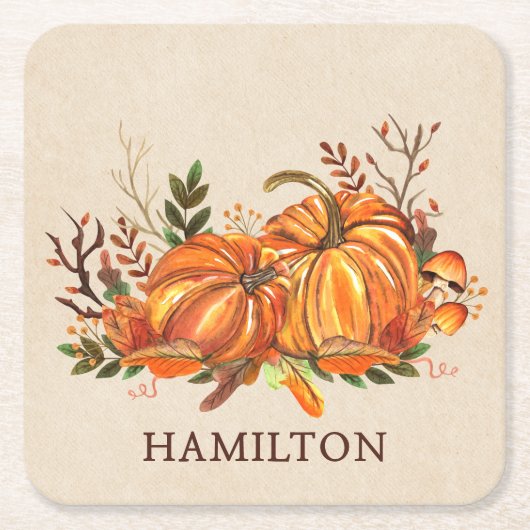 Herfstpompoenen Kartonnen Onderzetters (Voorkant)
