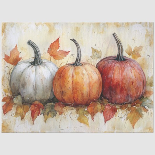 Herfstpompoenen met bladeren Decoupage Tissuepapier (Voorkant)