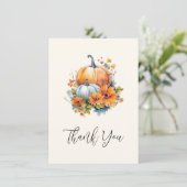 Herfstpompoenen met bloemen en bladeren bedankkaart (Staand voorkant)