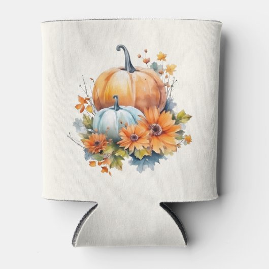 Herfstpompoenen met bloemen en bladeren blikjeskoeler (Voorkant)