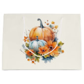Herfstpompoenen met bloemen en bladeren groot cadeauzakje (Voorkant)