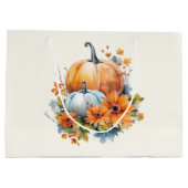 Herfstpompoenen met bloemen en bladeren groot cadeauzakje (Achterkant)
