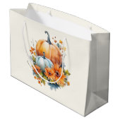 Herfstpompoenen met bloemen en bladeren groot cadeauzakje (Achterkant Gekanteld)