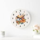 Herfstpompoenen met bloemen en bladeren grote klok (Huis)