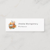 Herfstpompoenen met bloemen en bladeren mini visitekaartje (Voorkant)