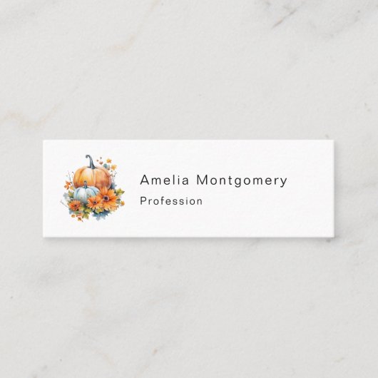 Herfstpompoenen met bloemen en bladeren mini visitekaartje (Voorkant)