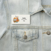 Herfstpompoenen met bloemen en bladeren naamplaatje (In situ)