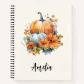 Herfstpompoenen met bloemen en bladeren notitieboek (Voorkant)