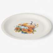 Herfstpompoenen met bloemen en bladeren papieren bordje (Gekanteld)