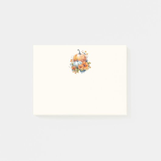 Herfstpompoenen met bloemen en bladeren post-it® notes (Voorkant)