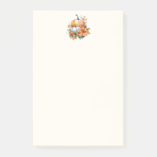 Herfstpompoenen met bloemen en bladeren post-it® notes (Voorkant)