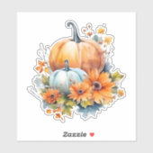 Herfstpompoenen met bloemen en bladeren sticker (Vel)
