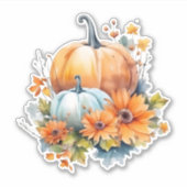 Herfstpompoenen met bloemen en bladeren sticker (Voorkant)