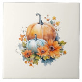 Herfstpompoenen met bloemen en bladeren tegeltje (Voorkant)