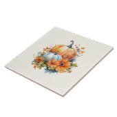 Herfstpompoenen met bloemen en bladeren tegeltje (Zijkant)