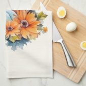 Herfstpompoenen met bloemen en bladeren theedoek (Quarter Fold)