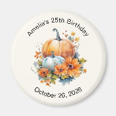 Herfstpompoenen met bloemen en bladeren Verjaardag Magneet (Voorkant)