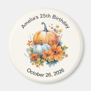 Herfstpompoenen met bloemen en bladeren Verjaardag Magneet