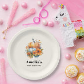 Herfstpompoenen met bloemen en bladeren Verjaardag Papieren Bordje (Feest)