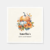 Herfstpompoenen met bloemen en bladeren Verjaardag Servet (Voorkant)
