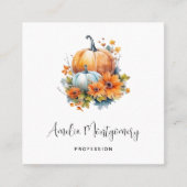 Herfstpompoenen met bloemen en bladeren vierkante visitekaartje (Voorkant)