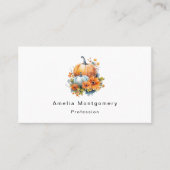 Herfstpompoenen met bloemen en bladeren visitekaartje (Voorkant)