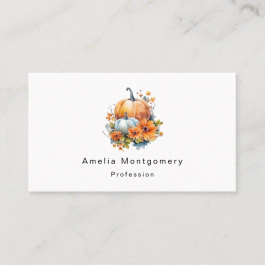 Herfstpompoenen met bloemen en bladeren visitekaartje (Voorkant)