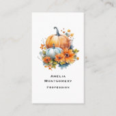 Herfstpompoenen met bloemen en bladeren visitekaartje (Voorkant)