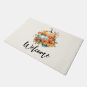 Herfstpompoenen met bloemen en bladeren Welkom Deurmat (Schuin)