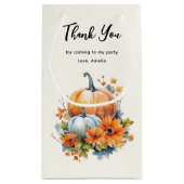 Herfstpompoenen met bloemen en gebladerte Bedankt Klein Cadeauzakje (Achterkant)