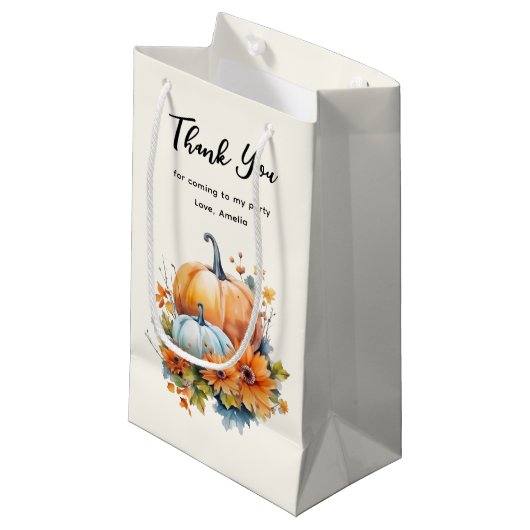 Herfstpompoenen met bloemen en gebladerte Bedankt Klein Cadeauzakje