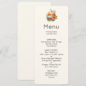 Herfstpompoenen met bloemen en gebladerte Menu Kaart (Voorkant / Achterkant)